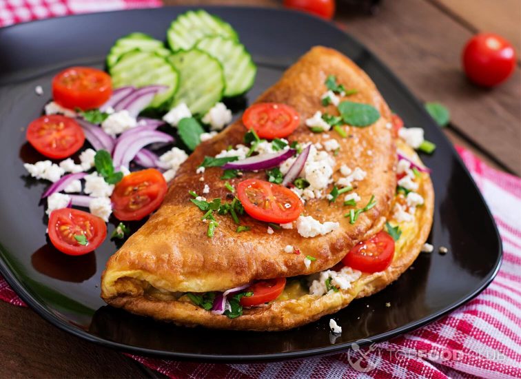 Greek Quinoa Dinner Omelets with Feta and Tzatziki