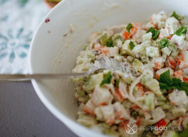 Imitation crab salad with cabbage