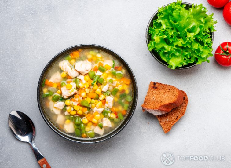 Vegetable Soup with Turkey, Corn and Green Beans