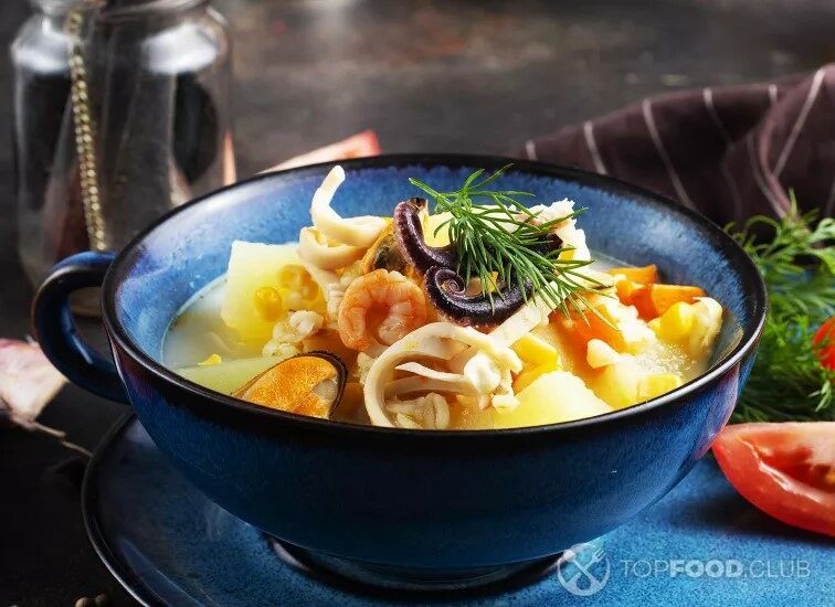 суп с морепродуктами рецепт на курином бульоне | Дзен