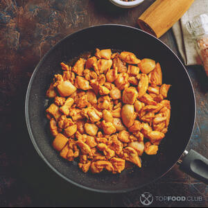 обжарить вареное куриное мясо