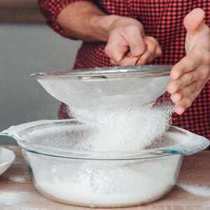 Sift flour.