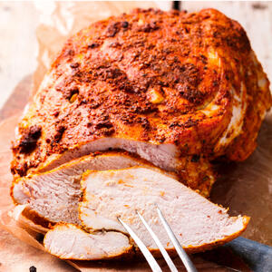 Finely cut the smoked chicken breast.