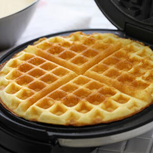 Bake the waffles.