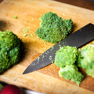 Cut broccoli.