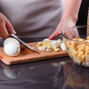 To cut eggs.