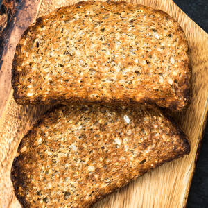 Brown rye bread slices