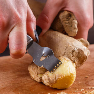To peel ginger.