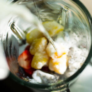 Beat all ingredients in a blender until smooth.