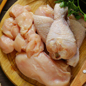 Put the chicken into boiling water