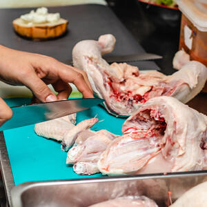 Cut the chicken into chunks