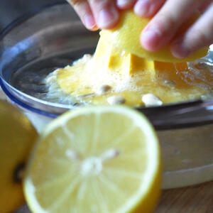 Squeeze the juice out of lemon, then add to blender jar.