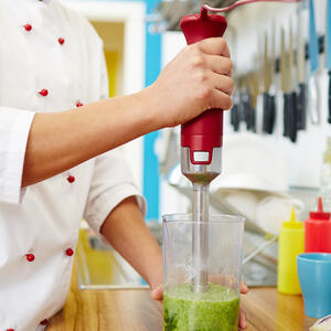 Mix soup with a blender until smooth 