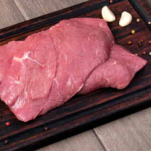 Place the beef on a large rimmed baking sheet.