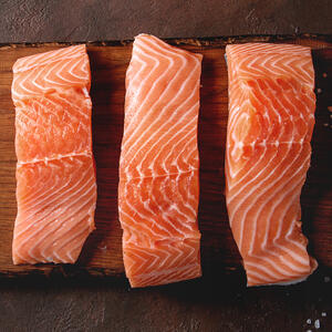 Remove the skin and bones from salmon, then cut it into pieces.