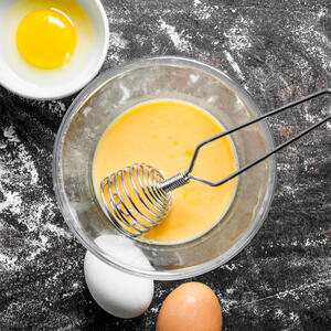Break the egg, beat it with a whisk or fork