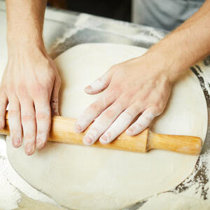 Roll out the dough to about 1/8 in. thick