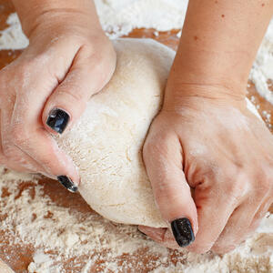 Make the dough. Sift the flour.