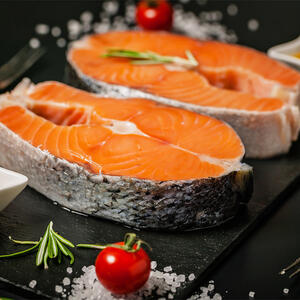 Lightly season the salmon. 