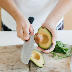 Halve the avocados lengthways.