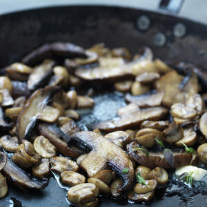 Frying mushrooms
