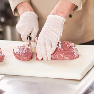 Cut pork fillets into steaks