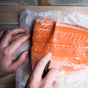 To cut salmon.