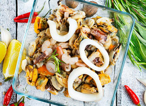 Then add seafood cocktail and cook for about 7 minutes