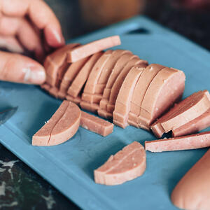 doctor’s sausage into cubes