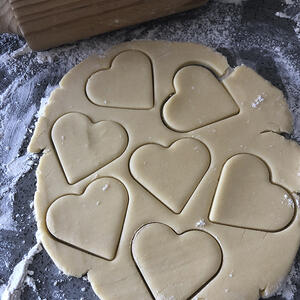  cut our cookis into the heart shapes