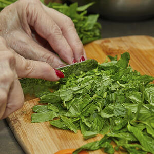 Chop basil