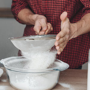 Sift the flour and add salt 