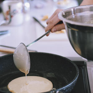 Pour the batter into the pan