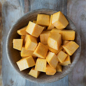 Cut pumpkin into cubes