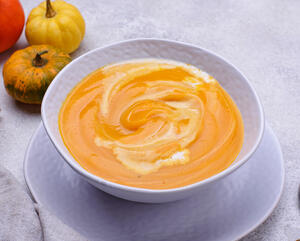 Blend the soup with a mixer into a puree