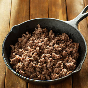 fry ground beef until brown