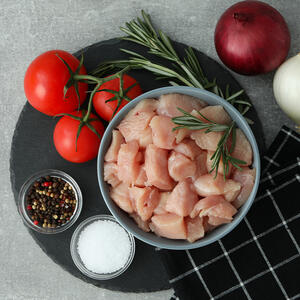 cut chicken fillet into small cubes