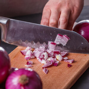 Finely chop red onion