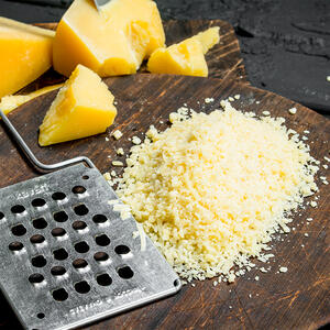 Grate and add cheese.