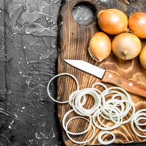 Cut onion into rings and saute until transparent
