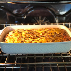 Put the casserole in the preheated oven
