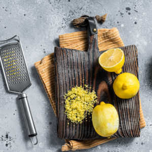  Grate the peel of a lemon 