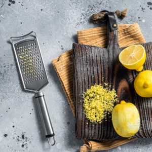 Grate the zest from a lemon