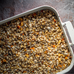 crumbly topping on top.