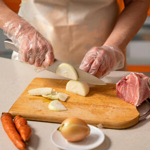 Cut the onion into half rings