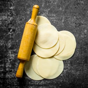 Cut round pieces from the cookie dough. 