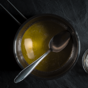 add the butter and put in the oven at 170 degrees until all the butter melts.