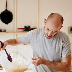 pour the dough into it 