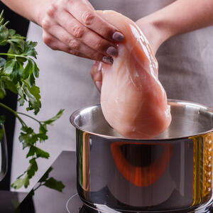 boil the chicken meat 