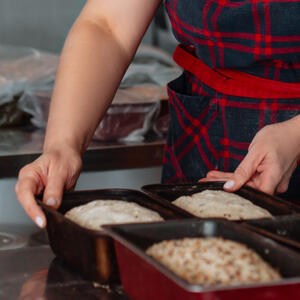 Add the rest and put the dough to a mold